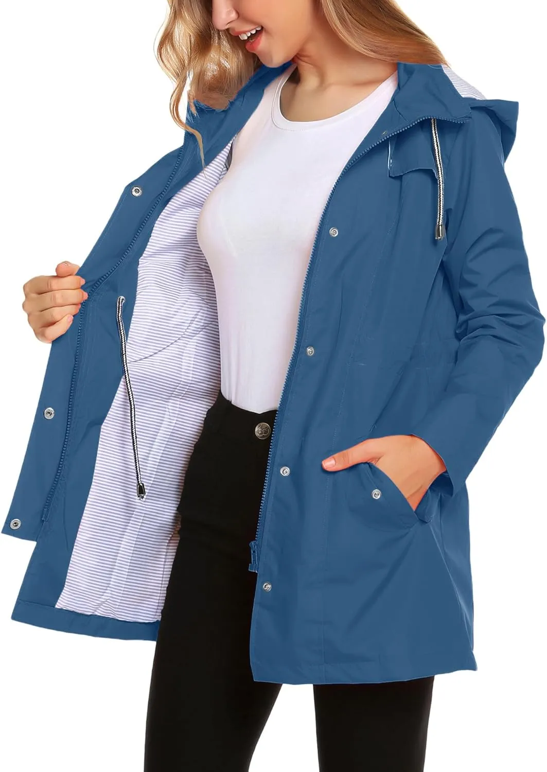 ZHENWEI Womens Lightweight Hooded Waterproof Active Outdoor Rain Jacket S-XXL