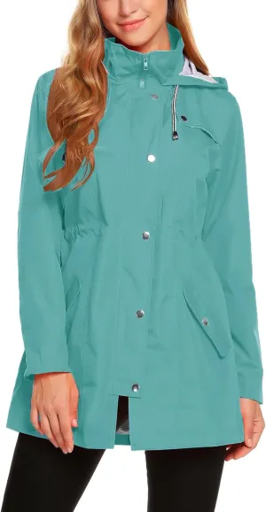 ZHENWEI Womens Lightweight Hooded Waterproof Active Outdoor Rain Jacket S-XXL