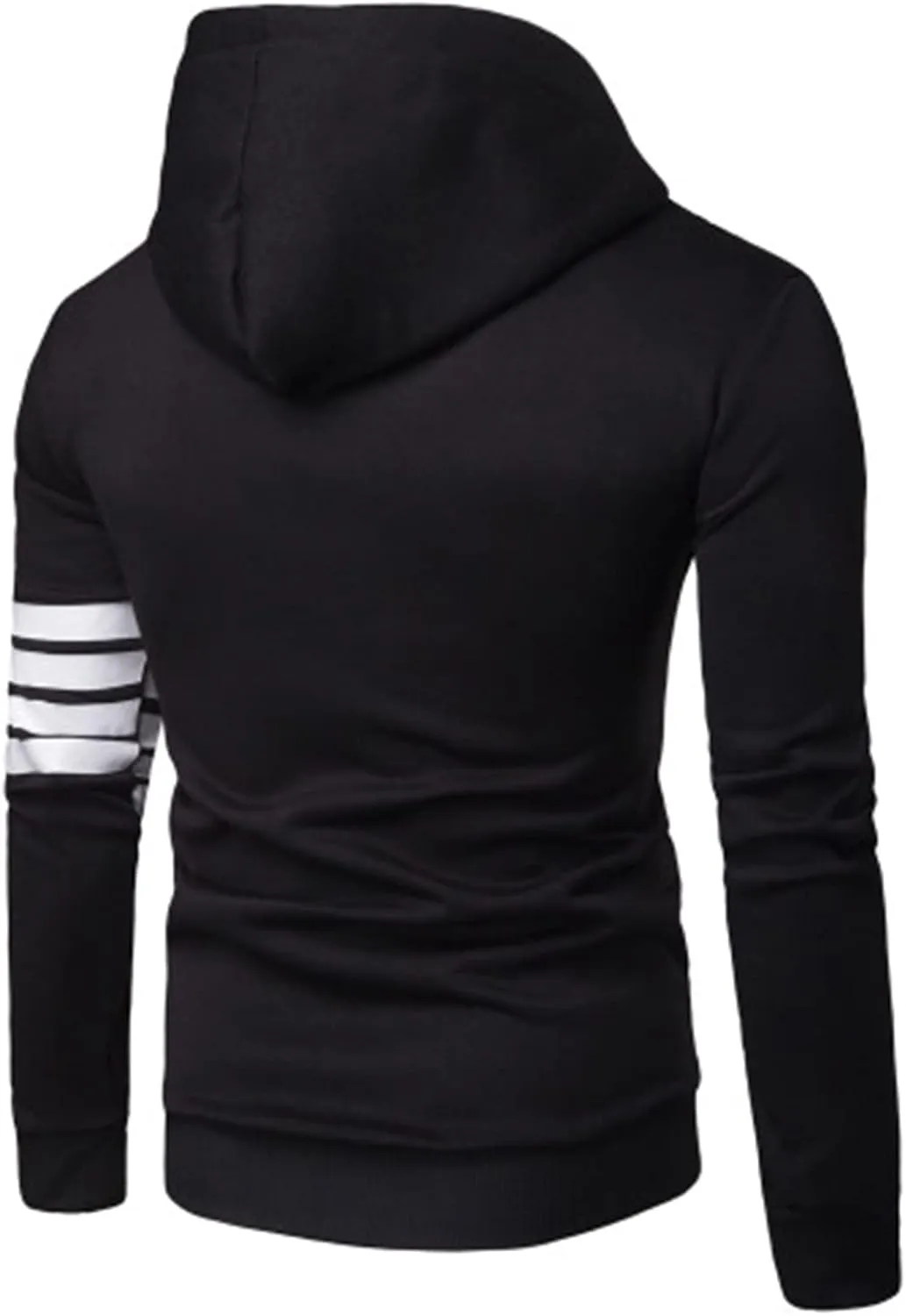 ZUEVI Men's Hoodies Casual Striped Drawstring Hooded And Zipper Closure Hoodie Slim Fit Fleece Sweatshirt