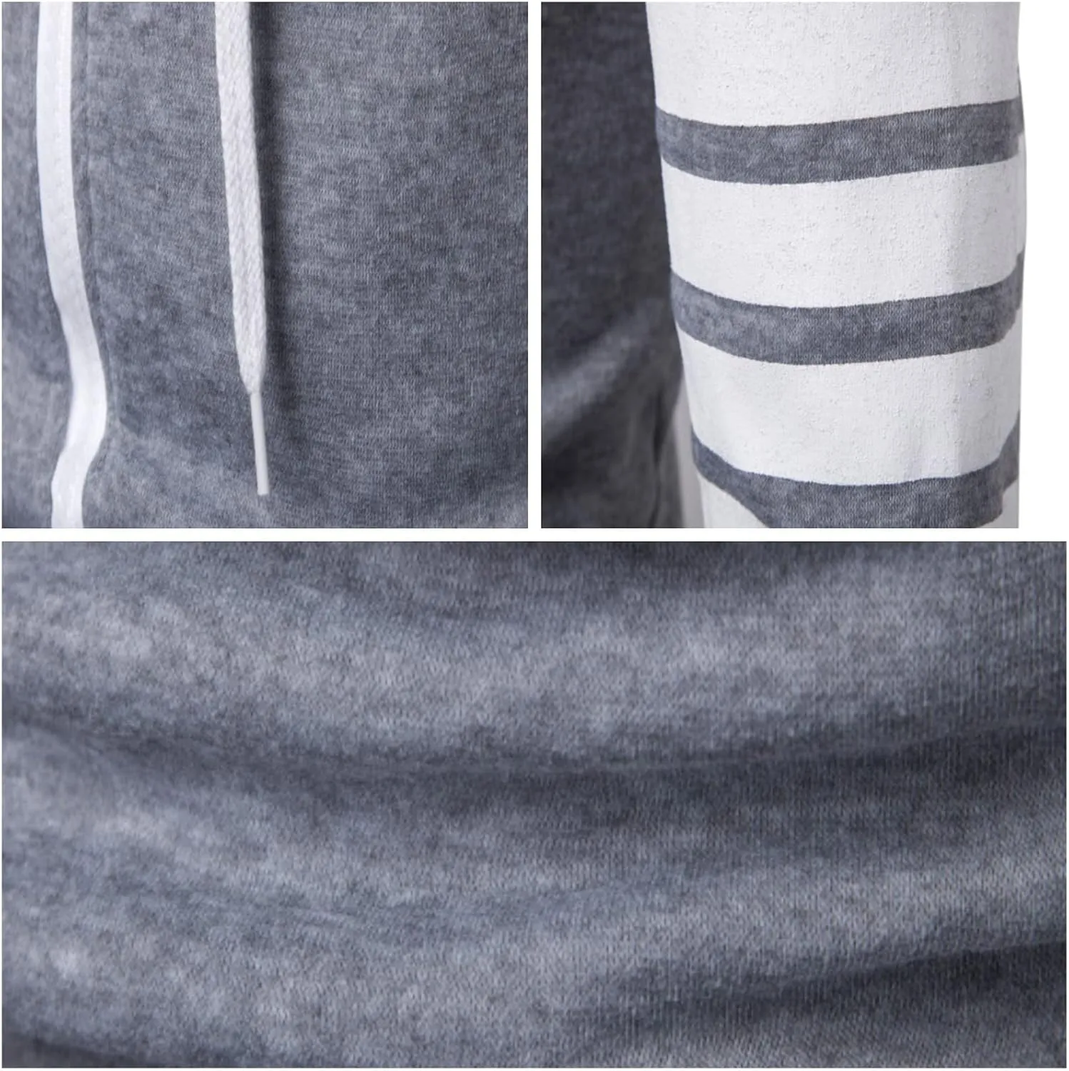 ZUEVI Men's Hoodies Casual Striped Drawstring Hooded And Zipper Closure Hoodie Slim Fit Fleece Sweatshirt