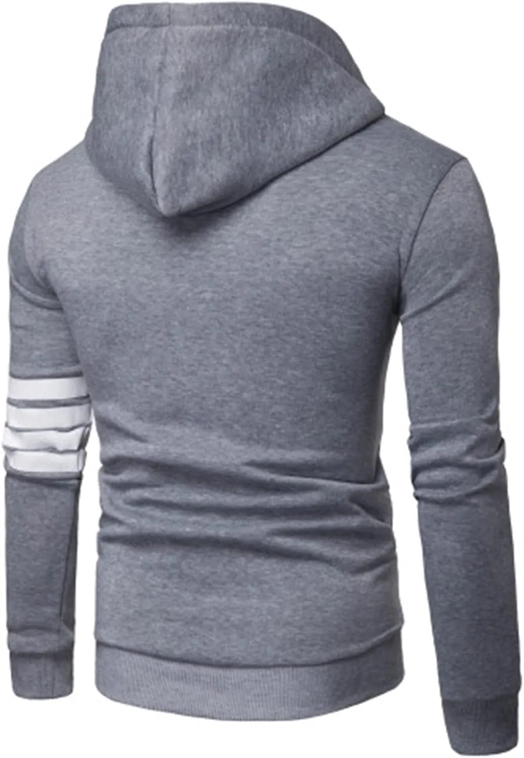 ZUEVI Men's Hoodies Casual Striped Drawstring Hooded And Zipper Closure Hoodie Slim Fit Fleece Sweatshirt