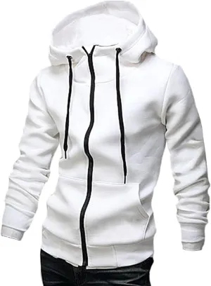 ZUEVI Men's Hoodies Casual Striped Drawstring Hooded And Zipper Closure Hoodie Slim Fit Fleece Sweatshirt
